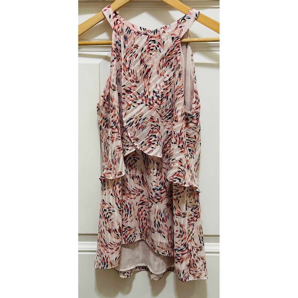 White House Black‎ Market Floral Tiered Ruffle Halter Neck Top Size 0